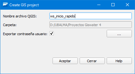 Ventana de creación de proyecto QGIS