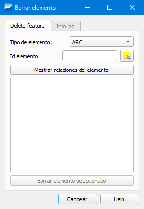 Ventana de la herramienta Eliminar elemento de red.